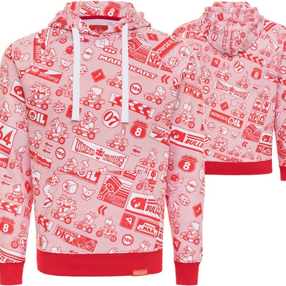 Nintendo Red and White Official Mario Kart Hoodie super soft brand new M